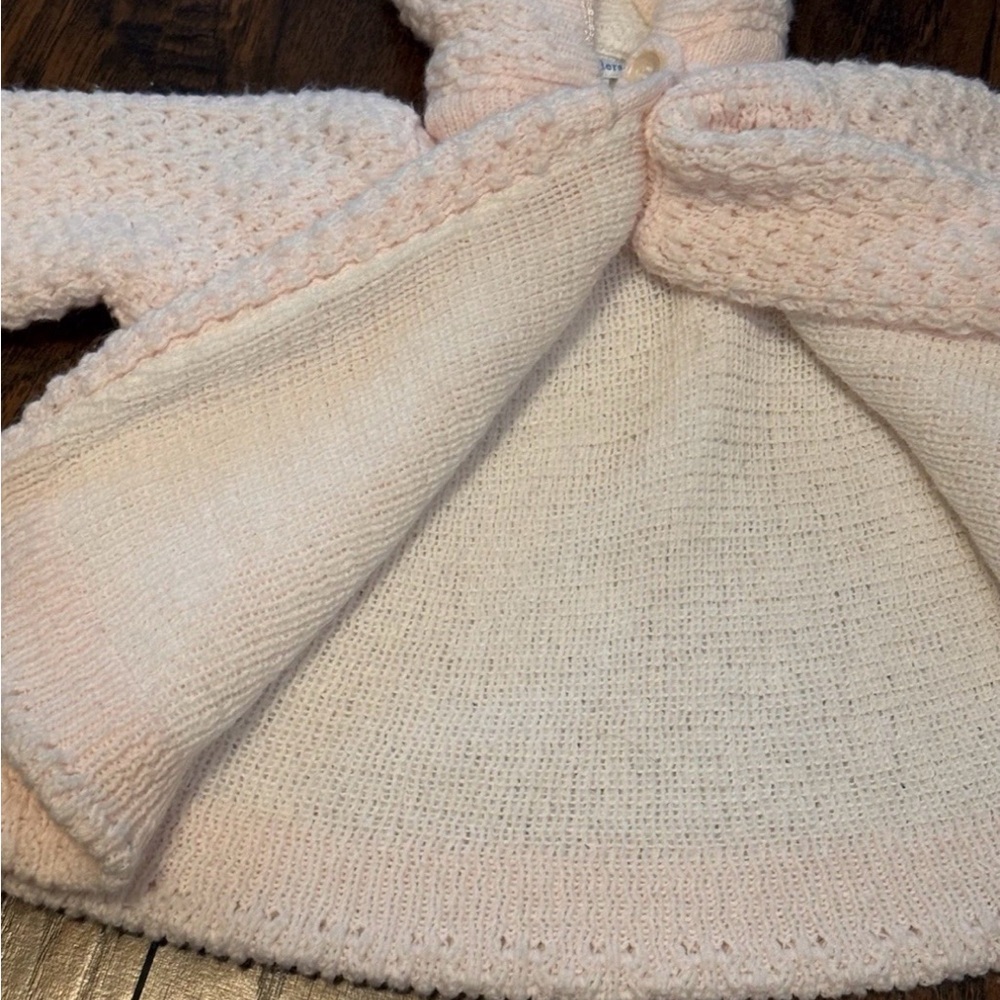 Little Wonders Sweater Jacket Hooded Pink Size 3-6 Mo - Picture 6 of 7